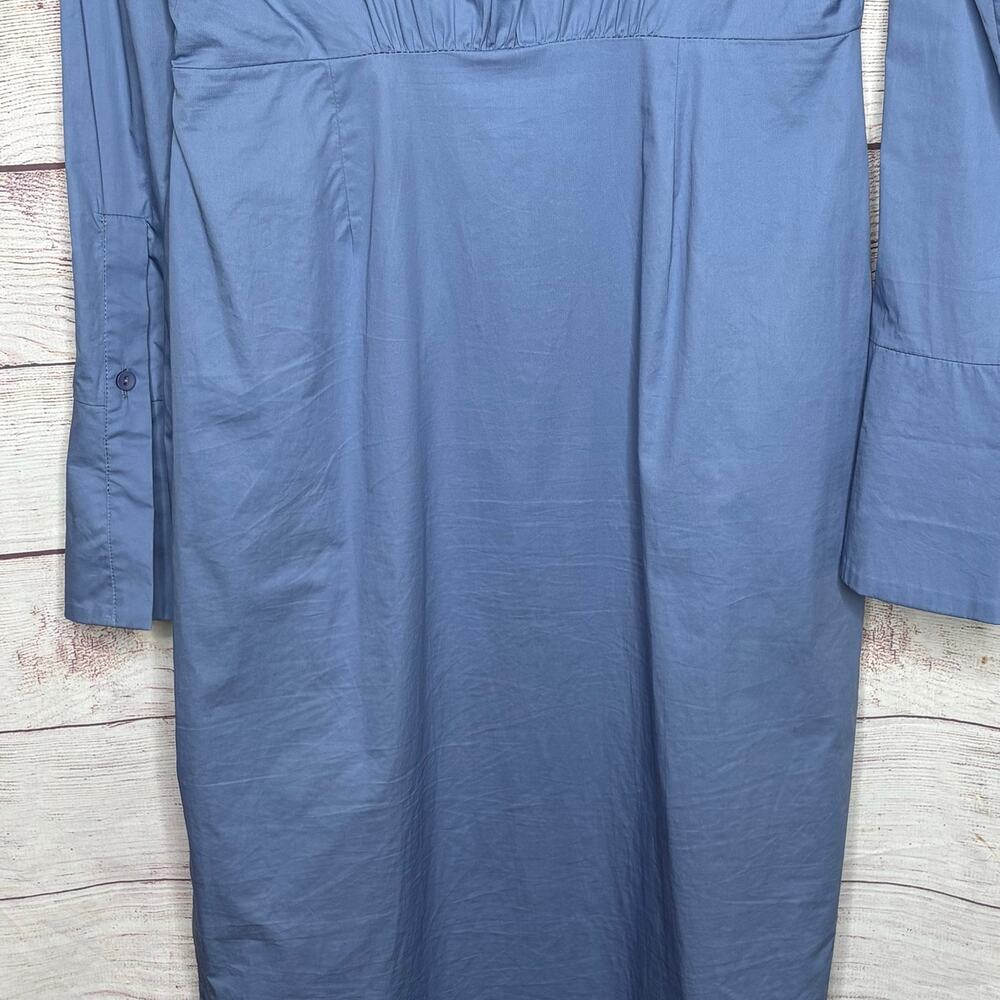 Suboo Blue Classic Office Long Sleeve Midi Collared Neckline Dress Size Large - Picture 9 of 10
